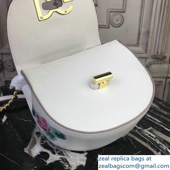 Dolce  &  Gabbana DG Wifi Saddle Shoulder Bag Flower Print White 2018